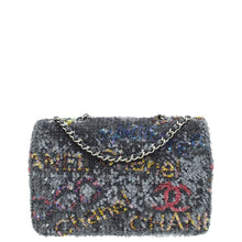 Chanel Grey Multicolor Logo CC Sequins Small Flap Evening Bag