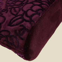 Chanel Violet CC Camellia Velvet Clutch With Chain