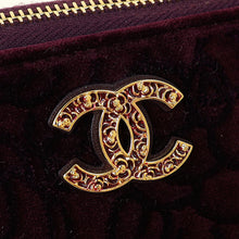 Chanel Violet CC Camellia Velvet Clutch With Chain