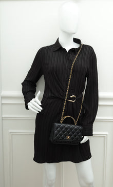 Chanel Black Logo Top Handle Wallet on Chain