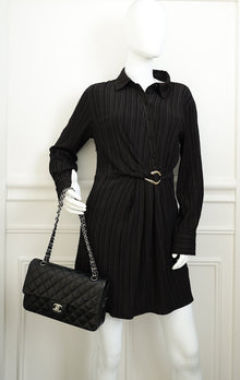Chanel Black CC Classic Double Flap Medium Bag