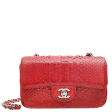 Chanel Red Classic Python Mini Rectangular Flap Bag