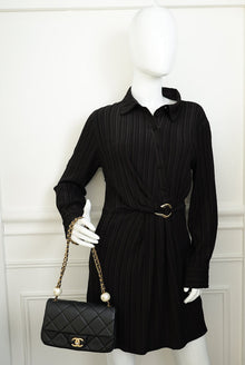 Chanel Black Double Pearly Flap Bag