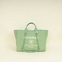 Chanel Green CC Deauville Mix Fabric Medium Tote Bag