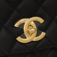 Chanel Black CC Coco Handle Caviar Bag with Lizard Handle