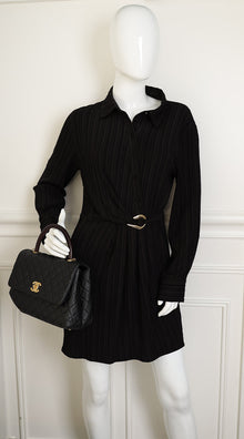 Chanel Black CC Coco Handle Caviar Bag with Lizard Handle