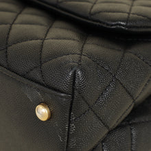 Chanel Black CC Coco Handle Caviar Bag with Lizard Handle