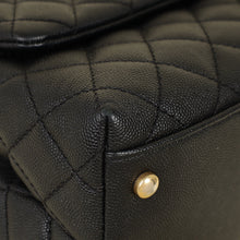 Chanel Black CC Coco Handle Caviar Bag with Lizard Handle
