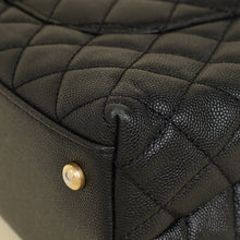 Chanel Black CC Coco Handle Caviar Bag with Lizard Handle