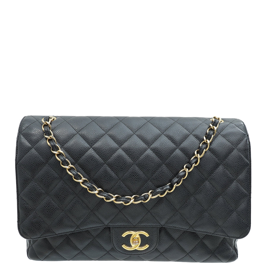Chanel Black CC Classic Double Flap Maxi Bag