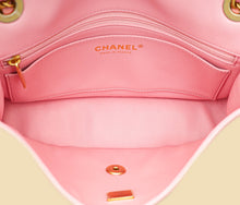 Chanel Metallic Pink CC Viscose Woven Flap Bag