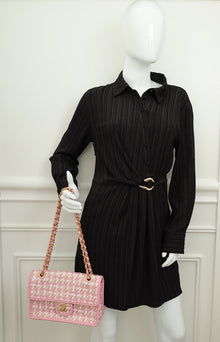 Chanel Metallic Pink CC Viscose Woven Flap Bag