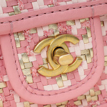 Chanel Metallic Pink CC Viscose Woven Flap Bag
