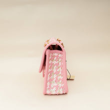 Chanel Metallic Pink CC Viscose Woven Flap Bag