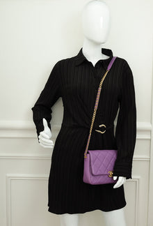 Chanel Purple CC Shiny Small Chain Melody Flap Bag