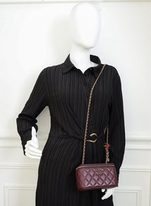 Chanel Burgundy CC Crush Small Vanity With Chain