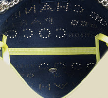 Chanel Yellow Green CC Perforated Logo Eyelet Flap Bag