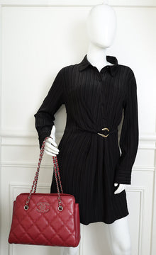 Chanel Burgundy Hampton Shopping Tote Bag