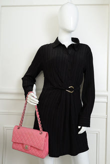 Chanel Pink Jersey Classic Double Flap Medium Bag