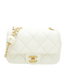 Chanel White CC Double Pearl Mini Flap Bag