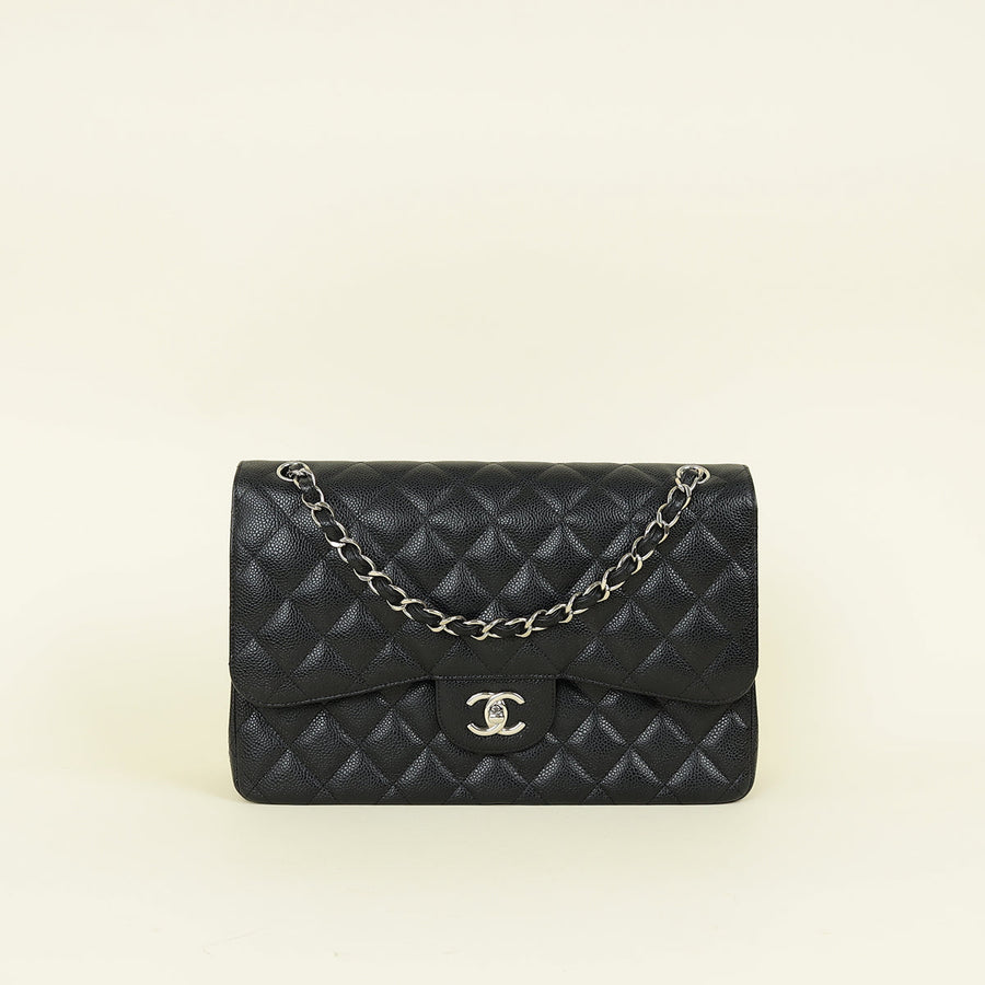 Chanel Black Classic Double Flap Jumbo Bag