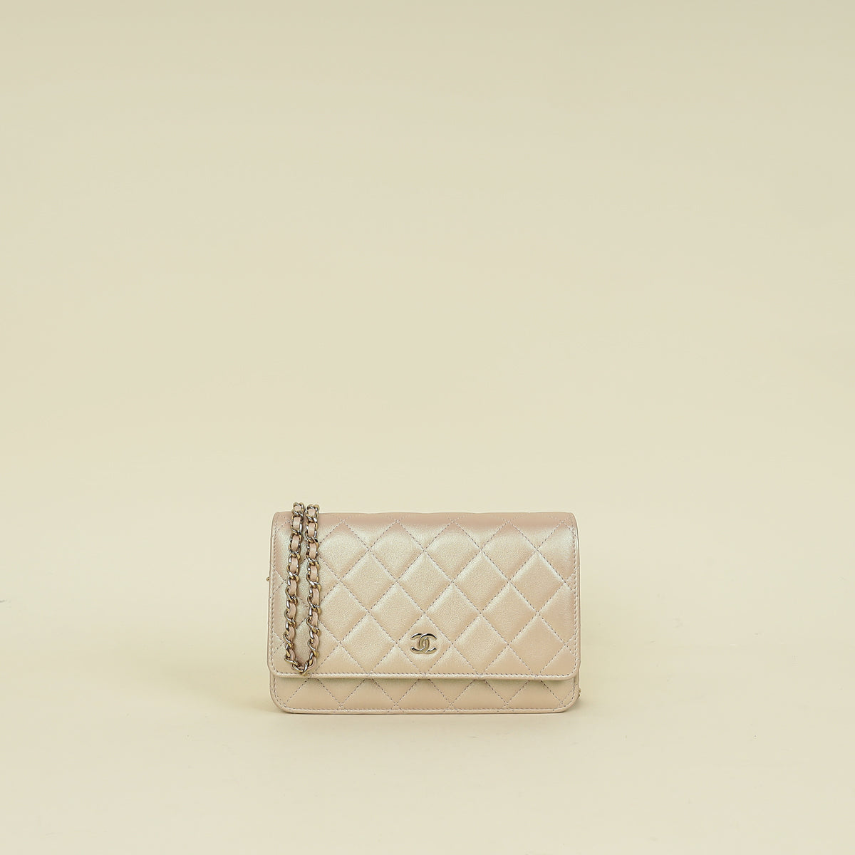 Chanel Metallic Pearly Pink CC Classic Wallet on Chain