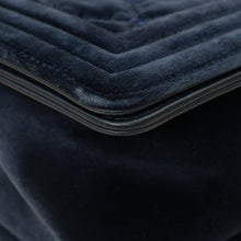 Chanel Navy Blue Velvet Stitched Boy Medium Flap Bag