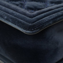 Chanel Navy Blue Velvet Stitched Boy Medium Flap Bag