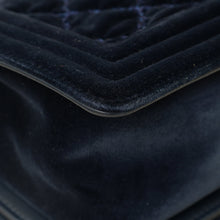 Chanel Navy Blue Velvet Stitched Boy Medium Flap Bag