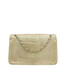 Chanel Pearl Beige Python CC Classic Double Flap Jumbo Bag