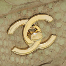 Chanel Pearl Beige Python CC Classic Double Flap Jumbo Bag