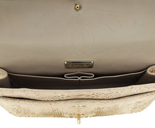 Chanel Pearl Beige Python CC Classic Double Flap Jumbo Bag