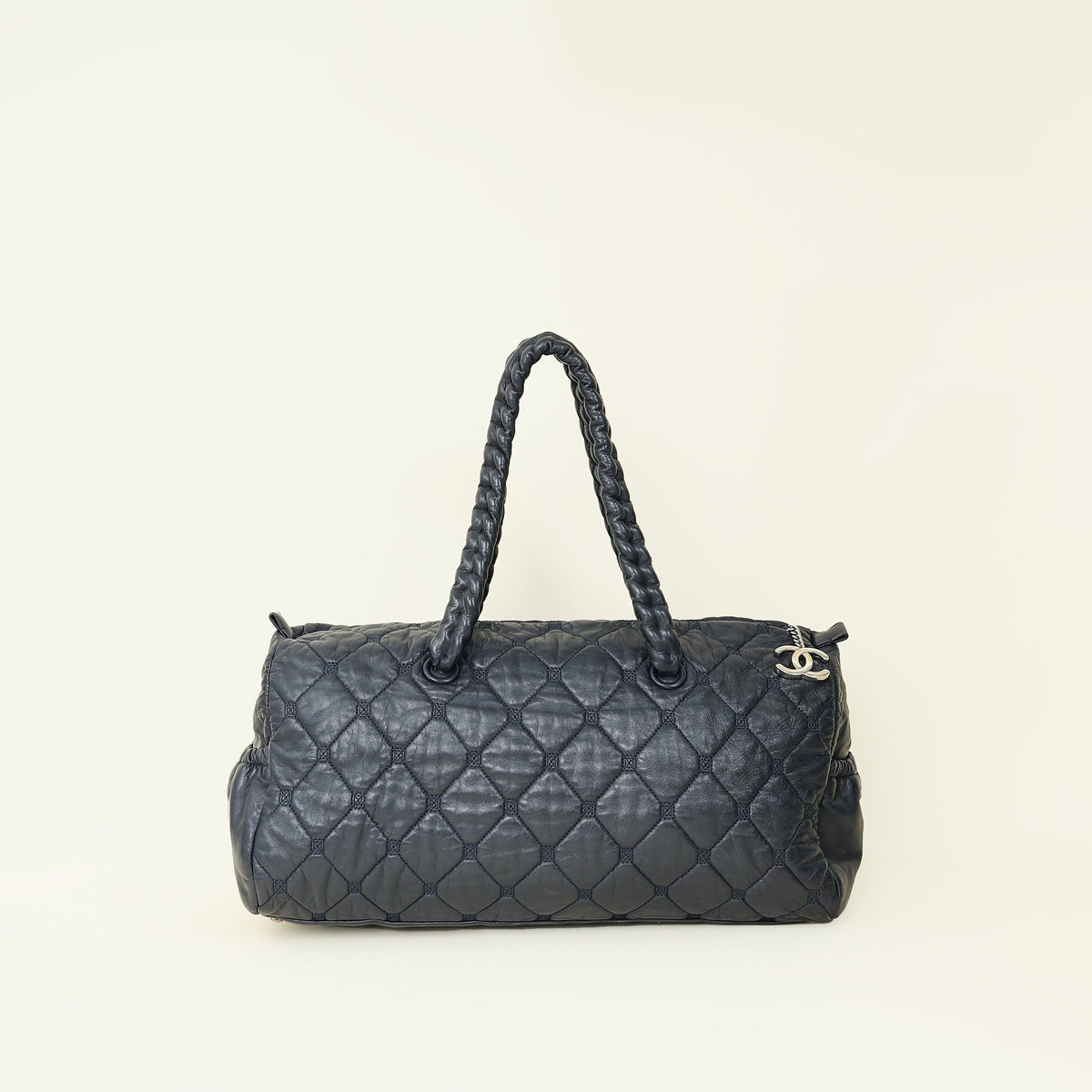 Chanel Indigo Blue CC Quilted Hidden Chain Bowler Bag