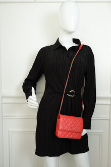 Chanel Red Square Wallet on Chain