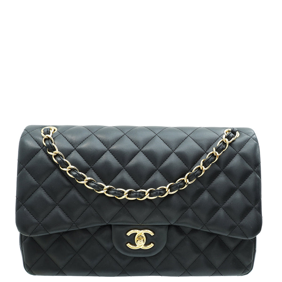 Chanel Black CC Classic Double Flap Jumbo Bag