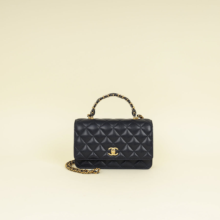 Chanel Navy Blue CC Top Handle Wallet On Chain