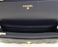 Chanel Navy Blue CC Top Handle Wallet On Chain