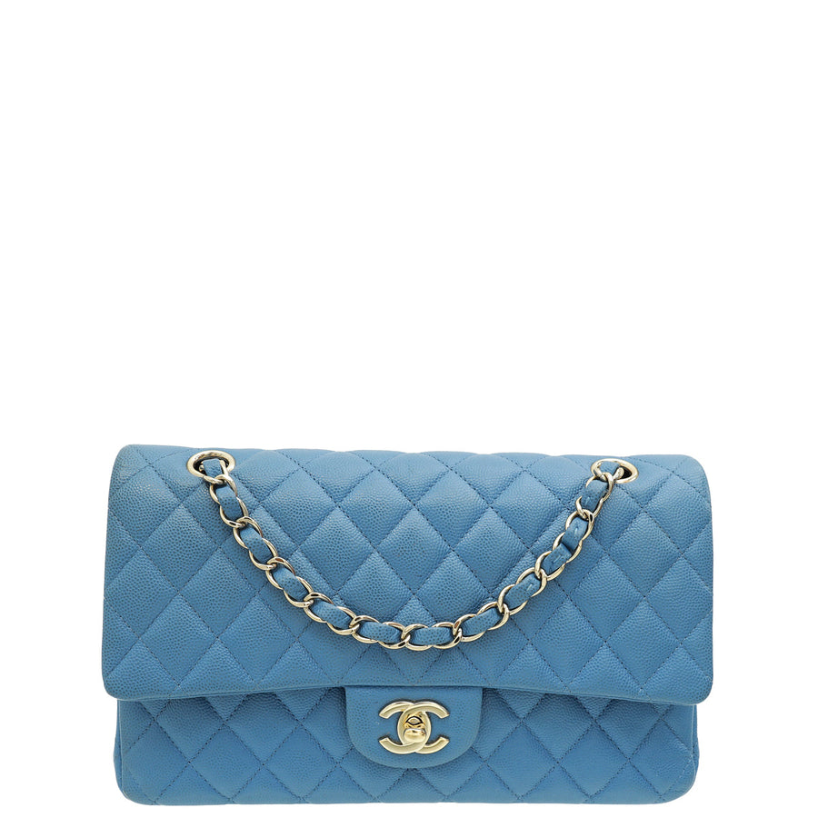 Chanel Blue CC Classic Double Flap Medium Bag