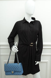 Chanel Blue CC Classic Double Flap Medium Bag
