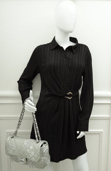 Chanel Metallic Silver Aged Ice Cube On the Rocks Flap Bag