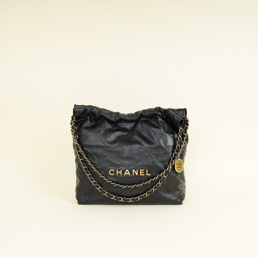 Chanel Black 22 Small Shiny Bag