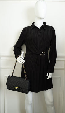 Chanel Black CC Classic 11 , 12 Double Flap Medium Bag