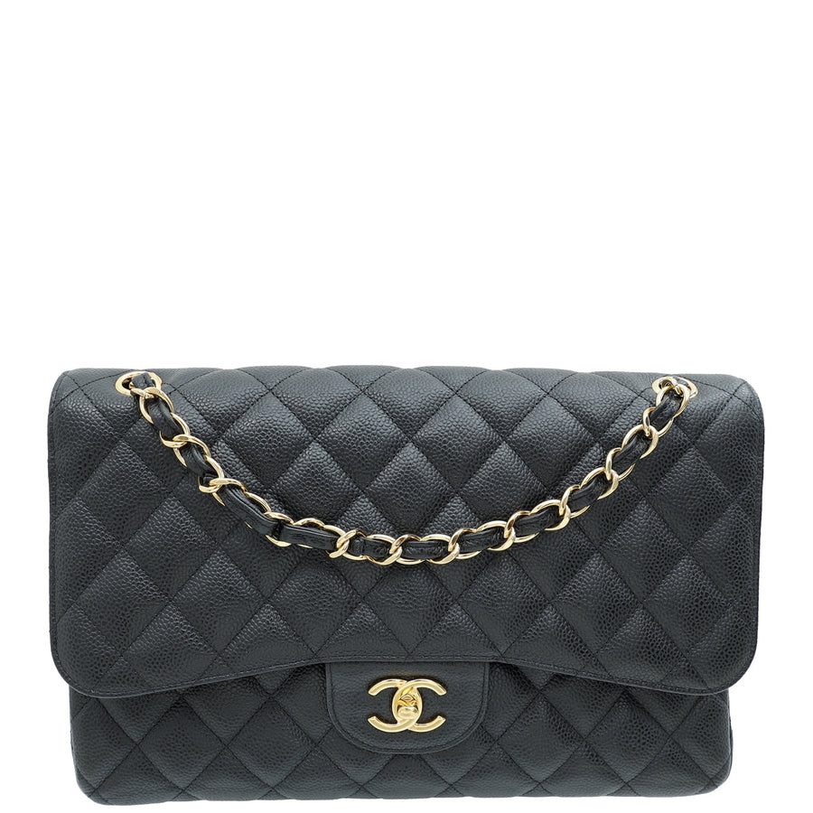 Chanel Black CC Classic Double Flap Jumbo Bag