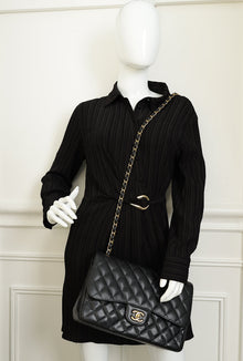 Chanel Black CC Classic Double Flap Jumbo Bag