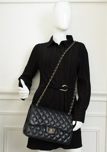 Chanel Black CC Classic Double Flap Jumbo Bag