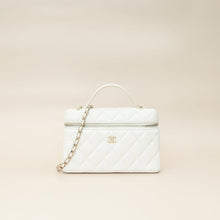 Chanel White CC Quilted Top Handle Slim Vanity With Chain