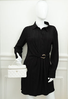 Chanel White CC Quilted Top Handle Slim Vanity With Chain
