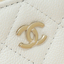Chanel White CC Quilted Top Handle Slim Vanity With Chain
