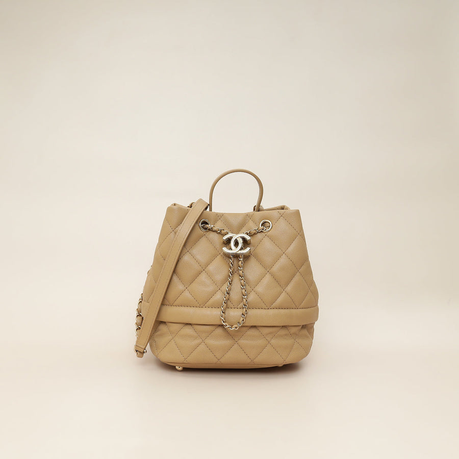Chanel Beige CC Rolled Up Drawstring Bucket Bag