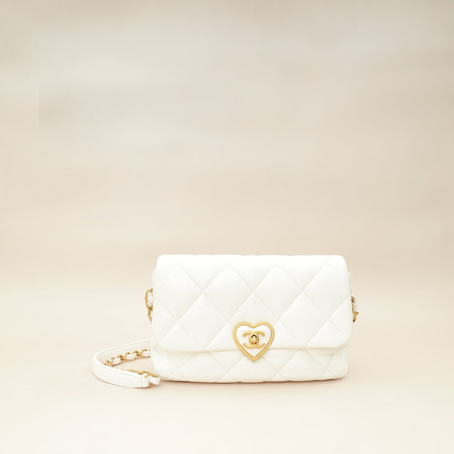 Chanel White CC Plexiglass Quilted Coco Love Flap Bag